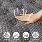 HIKOS 10 inch Twin Mattress in a Box, Cooling Gel Memory Foam Hybrid Mattress with Individually Wrapped Pocket Coils, Medium Firm Twin Size Mattress