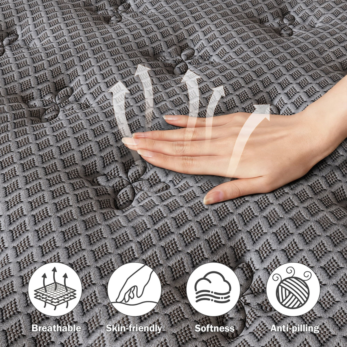 HIKOS 10 inch Twin Mattress in a Box, Cooling Gel Memory Foam Hybrid Mattress with Individually Wrapped Pocket Coils, Medium Firm Twin Size Mattress
