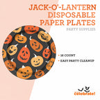 Jack-o'-Lantern Disposable Paper Plates, Multicolor, 8.5", 8 Count, Halloween by Way To Celebrate