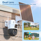 Xorlink 4K/8MP Solar Security Camera, 360° View Wireless Outdoor Camera, Waterproof PIR Detection, Rechargeable Battery Powered Home Dual Lens