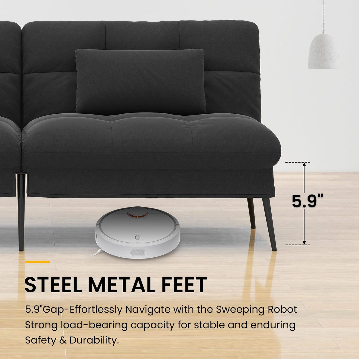 COMHOMA Cloud Comfort Convertible Futon Sofa Bed, Black