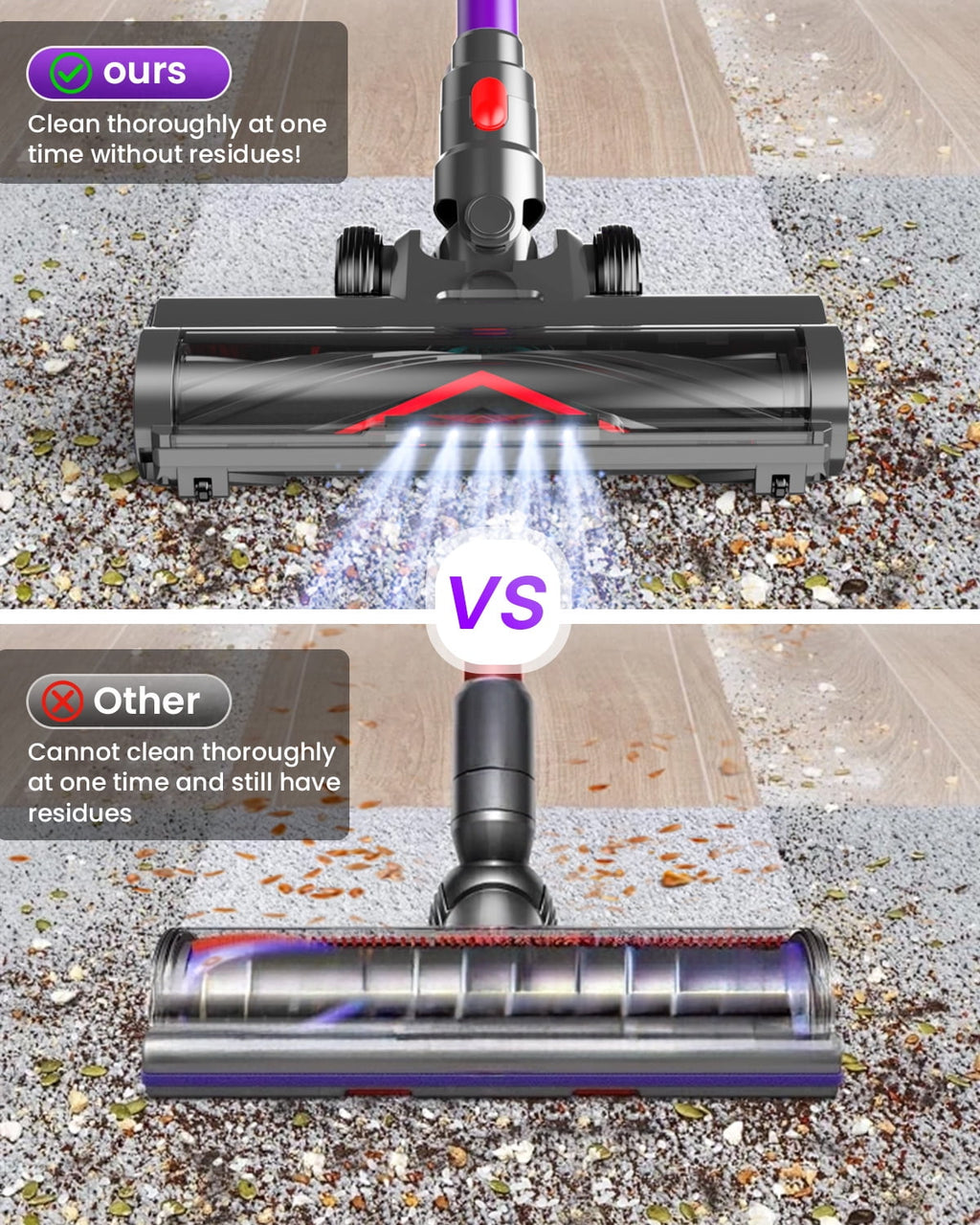 Hosaud Cordless Stick Vacuum Cleaner 45KPA Strong Suction 50Mins Lightweight for Pet Hair Home Hard Floor