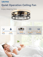 Lokivas 20in Flush Mount Ceiling Fans with Light, Quiet DC Motor, 6 Speeds & Remote Control