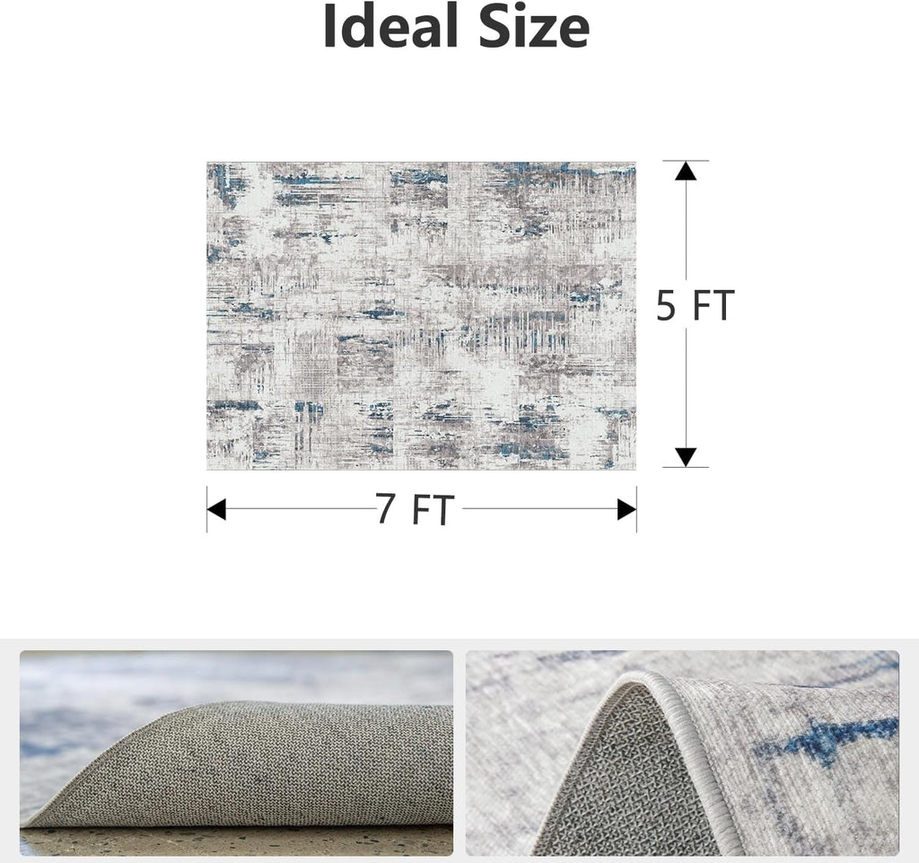 SIXHOME 5'x7' Area Rugs for Living Room Modern Abstract Area Rugs Machine Washable Rugs Soft Neutral Carpet Rugs for Bedroom Dining Room Office