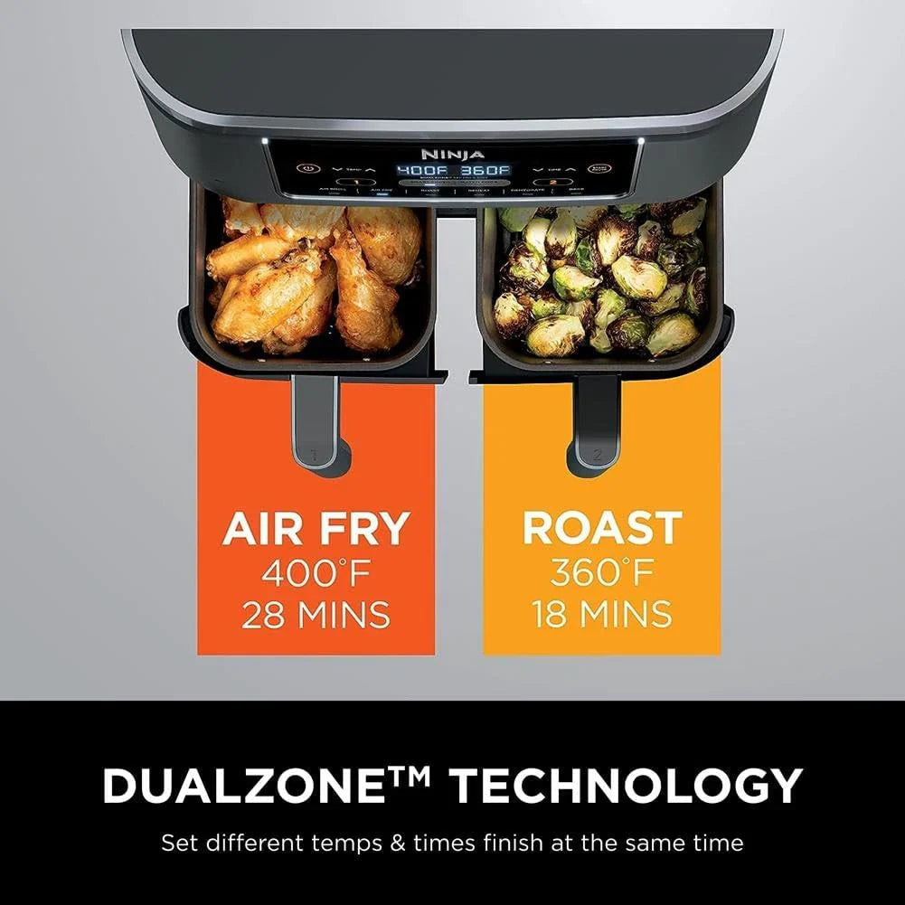 Ninja Foodi 10 QT 6-in-1 DualZone Smart XL Air Fryer, 2 Independent 5 QT Baskets, Grey - DZ550