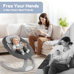 Electric Baby Swing, Caveen Infant Swing Rocker with Remote Control, 5 Sway Speeds, Bluetooth Music, Grey