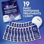 Crest 3DWhitestrips at Home Teeth Whitening Kit, Professional Express + Whitening Light, 1 Light + 19 Treatments, 38 Strips