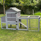 Aivituvin 82.4" Chicken Coop with Wheels, Large Hen House with Run, Chicken Cage for 4-6 Chickens, Weatherproof Asphalt Roof, Nesting Box & Pull-Out
