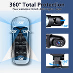 4-Channel Dash Cam with 1080P Front, Inside & Rear Cameras, Night Vision, HDR, G-Sensor, Loop Recording & 24HR Parking Mode