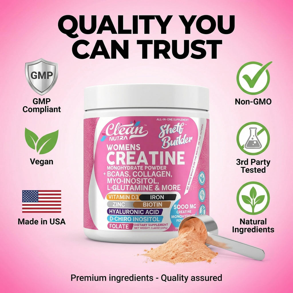 Creatine for Women | Creatine Monohydrate + BCAA Powder Myo-Inositol Collagen Biotin Hyaluronic Acid Folate L Glutamine Vitamin D3 Iron Zinc D-Chiro