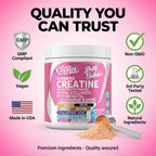 Creatine for Women | Creatine Monohydrate + BCAA Powder Myo-Inositol Collagen Biotin Hyaluronic Acid Folate L Glutamine Vitamin D3 Iron Zinc D-Chiro