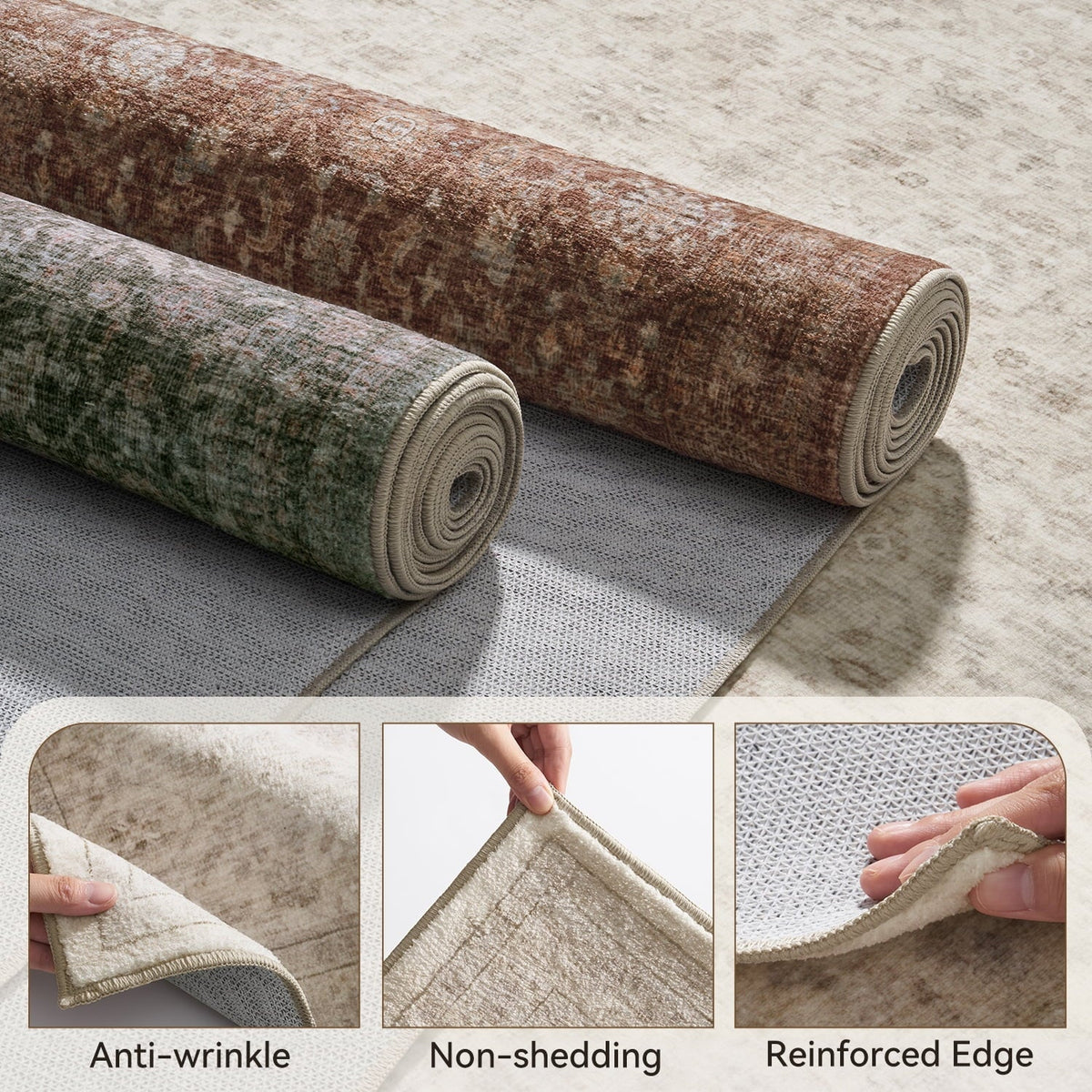 SIXHOME 8'x10' Vintage Distressed Area Rug Soft Washable Non-Slip Carpet American Classic Retro Rug with Geometric Rugs for Living Room Bedroom