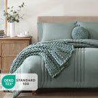 Amberspace 7-Piece Bed in a Bag Comforter Set with Sheets,Sage Green,Queen