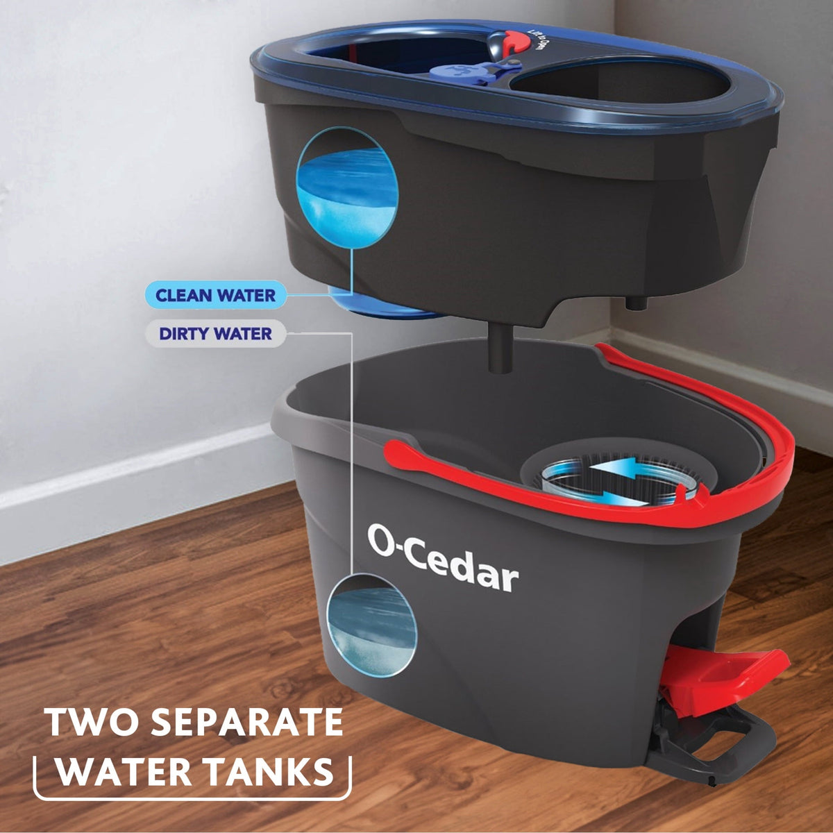 O-Cedar RinseClean Microfiber Spin Mop & Bucket Set with Clean Water Tank