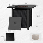 Walsunny 28" Propane Fire Pit Table 50,000 BTU Steel Gas Fire Pit with Removable Lid & Waterproof Cover and Tables