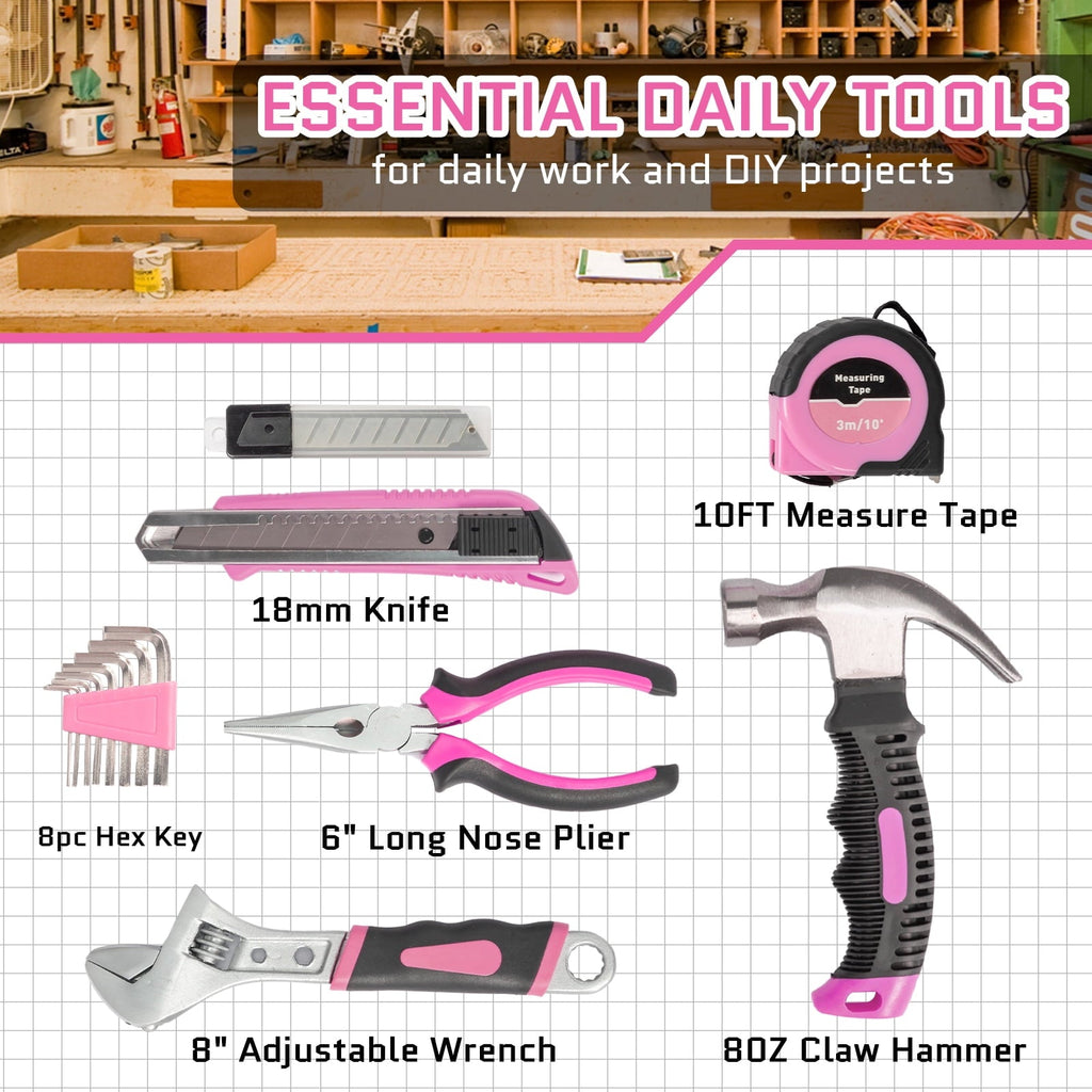 UBesGoo 146pcs Power Tool Combo Kits with 8V Cordless Drill, 10MM 3/8'' Keyless Chuck, Professional Home Household Kit DIY Hand Tool Set
