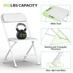 Capri White Plastic Folding Chair 10 Pack with Steel Frame, Hold up to 350 lbs, Indoor Outdoor Portable Stackable Event Chair Commercial Seat for