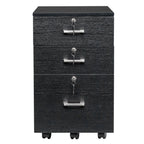 Ktaxon 3-Drawer Rolling Wood File Cabinet with Lock, Portable Vertical Mobile Wooden Storage Filing Cabinet for Home Office,Black