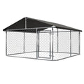 Petony Outdoor Dog Kennel With UV And Water Resistant Roof Cover, Chain-Link Fence And Swing Gate