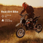 Kids Electric Dirt Bike 36V 350W, 15.5 MPH, Age 8-16, 175 lbs Max Load