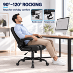 CloudRest Pro Office Chair, 400LBS Wide Seat Ergonomic Computer Desk Chair High Back Executive Leather Chair Adjustable Task Chair Lumbar Back, Black