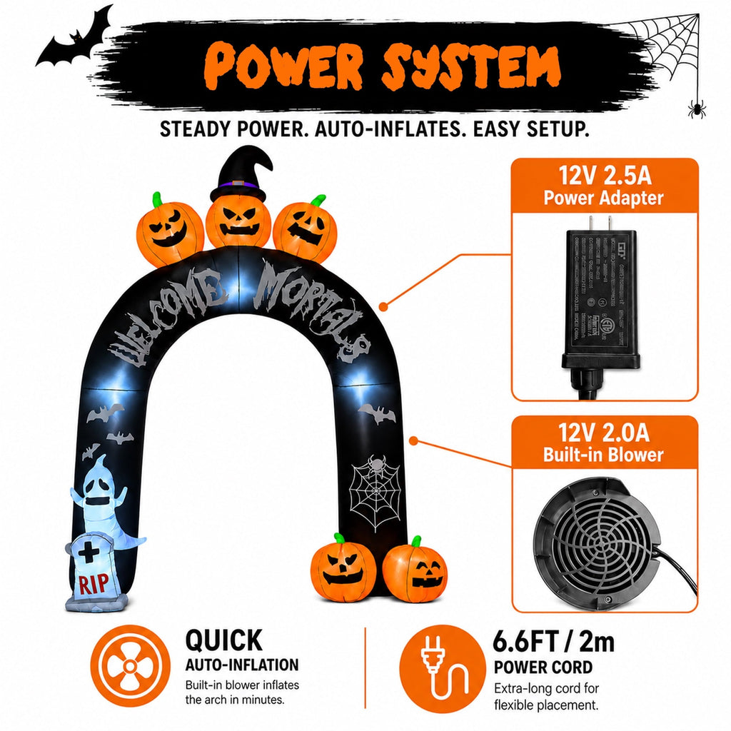 BEEPRINCESS 10FT Halloween Inflatable Arch for Outdoor Decor, LED Lighted Scary Archway with Ghost & Pumpkin, Blow Up Yard Decoration for Haunted