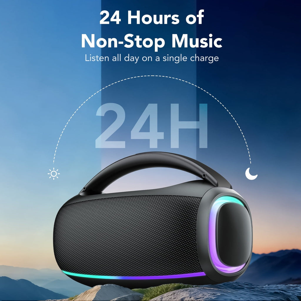 Outdoor Bluetooth Speaker, 80W Loud Speaker with Bass, Speakers Bluetooth Wireless with 24H Long Battery Life, IPX7 Waterproof, Speakers for Pool