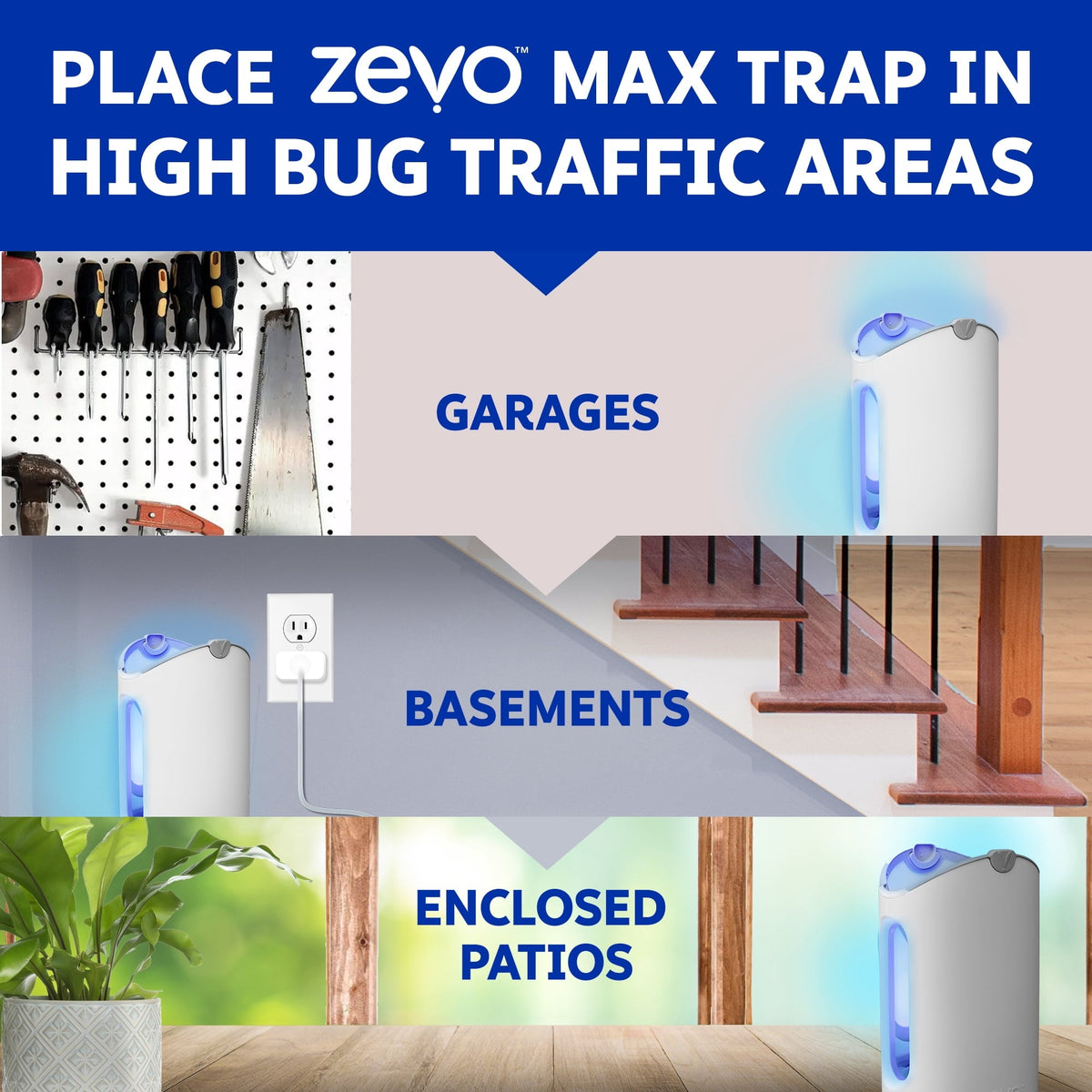 Zevo Max Flying Insect Indoor Fly Trap: Easy, Mess-Free Solution - Light Trap Catches & Kills House Flies, Fruit Flies, Gnats, & More (1 Plug in