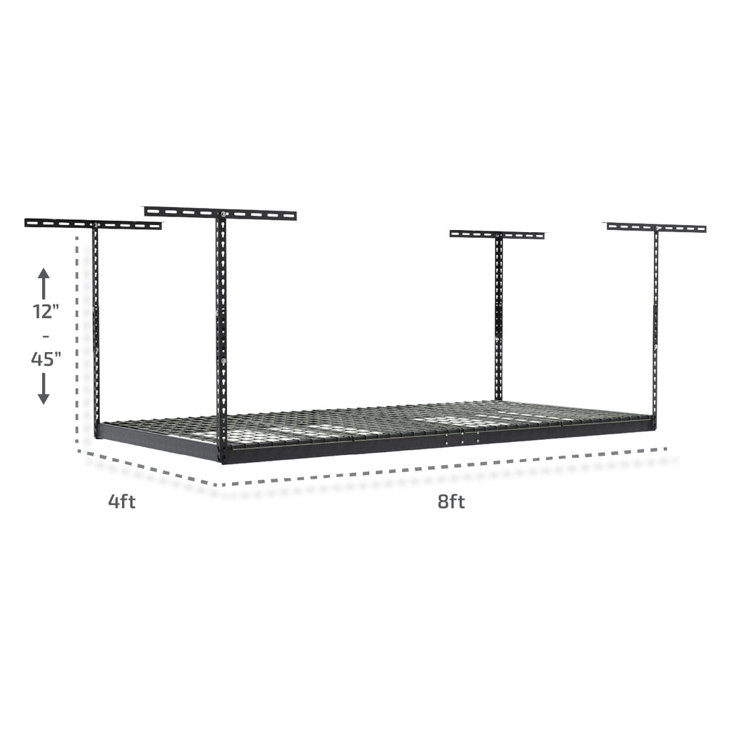 2-Pack) MonsterRAX 4x8 Overhead Garage Storage Rack - 500 lb Capacity - Adjustable Ceiling Racks