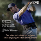 Copper Fit X-Back Brace for Lower Back Pain, Adjustable, Breathable (L/XL) - BLK