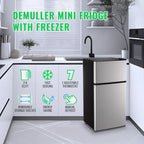 DEMULLER 2.4 Cu.ft Mini Refrigerator Small Fridge with Freezer Dual Door Fridge New Silver