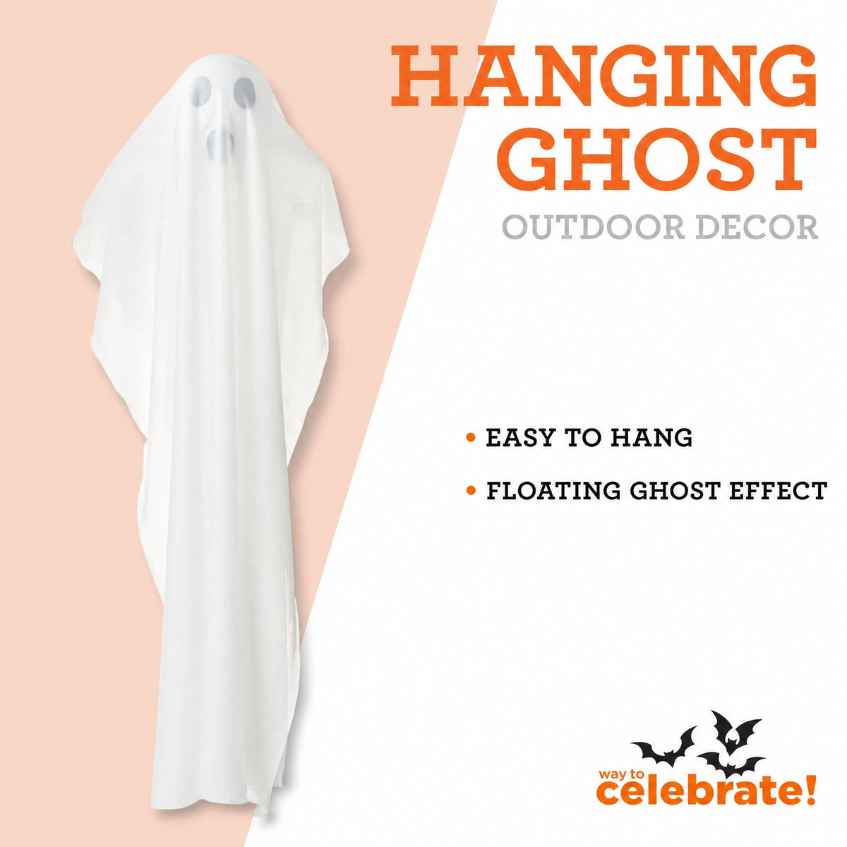 Hanging Ghost Decoration, White, 32", Halloween by Way To Celebrate