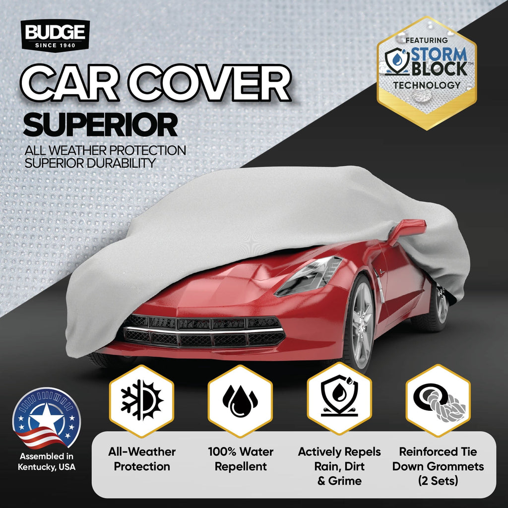 Budge Superior StormBlock™ Car Cover, Waterproof All Weather Outdoor Car Protection, Size 3 for Mid-Size Vehicles