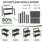 SERWALL Outdoor Potting Bench with Storage & Hooks, 3-Tier Heavy-Duty HDPE Garden Workstation Table, All-Weather Potting Table for Patio & Backyard