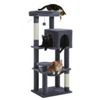 PAWZ Road Cat Tree Condo 46”with Sisal Covered Scratching Posts Tower Deep Hammock and Large Perch for Small Cats,Dark Gray