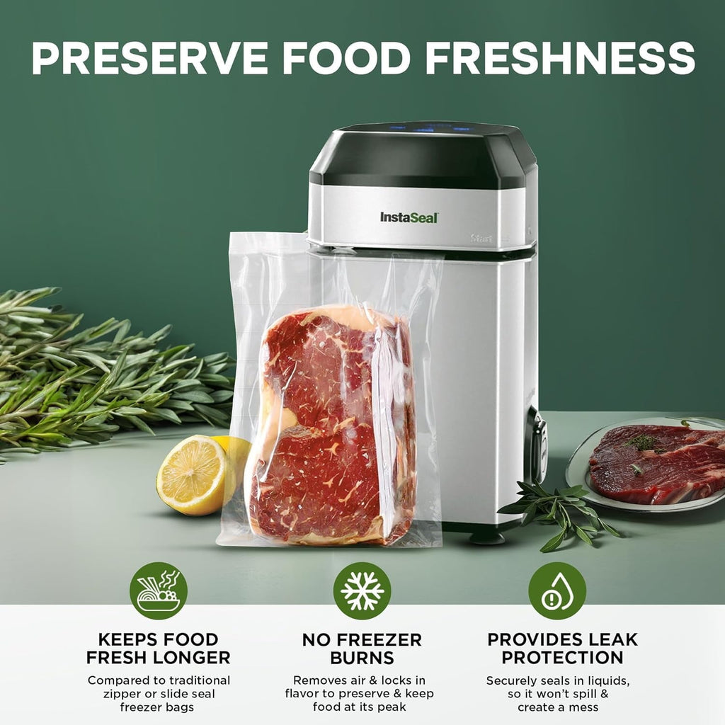 InstaSeal Food Vacuum Sealer Machine, Upright Vacuum Sealer Machine Allows to Vacuum Seal Liquids, Food Sealer, Keeps Food Fresh Longer As Seen on TV