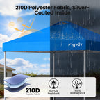 GVDV Canopy Tent, 10x10 Pop up Canopy Outdoor Shade with Wheeled Bag, Easy up Sun Shelter with Vents, Blue