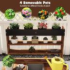 DORTALA Kids Potting Bench Mud Kitchen, Fir Wood, 4 Pots, 28 x 16 x 36 in