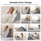 Grnoedn Wedge Pillow for Sleeping,Orthopedic Adjustable Memory Foam Bed Wedge Pillows Set for Acid Reflux,Leg Back Pain Relief & Reading Rest