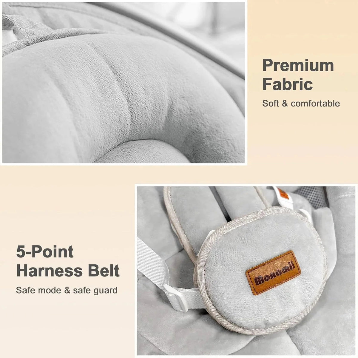 Monamii Bluetooth Infant Swing With Music Speaker, 5 Speeds And Remote Control