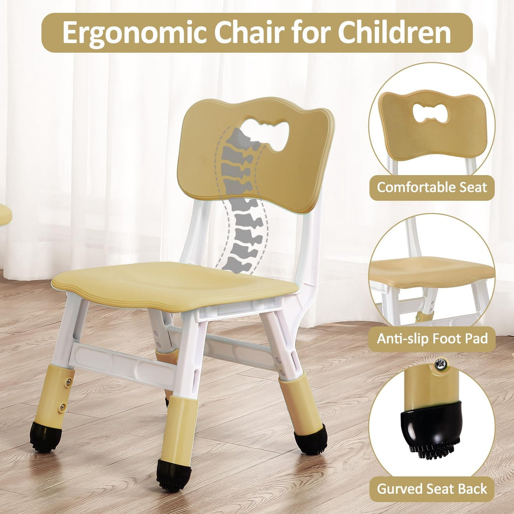 TROPOW Kids Table and Chairs,Height Adjustable Toddler Table and 4 Chair,Multi-Activity Table with Graffiti Desktop Non-Slip Legs for Ages 2-10