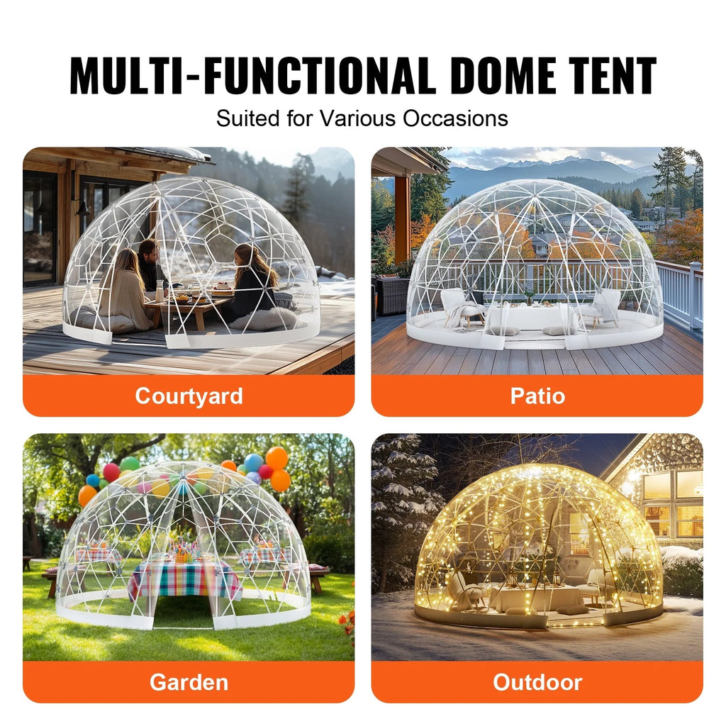 KFFKFF Outdoor Dome Tent, 9.5 Ft Clear PVC - GB-DOME-9.5