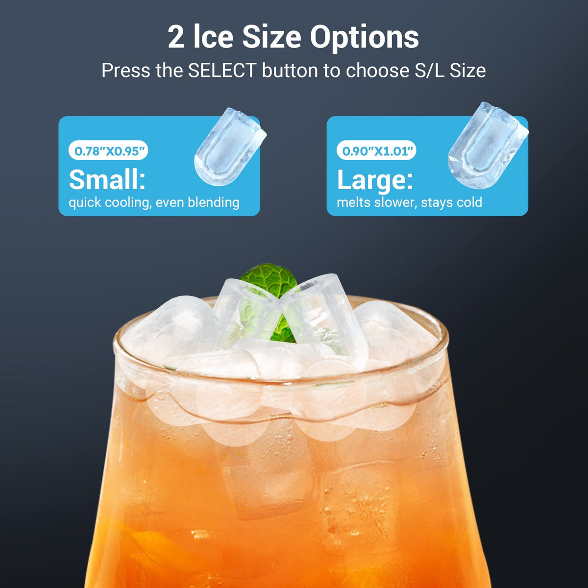 Snowyermine Countertop Ice Maker with Handle, 26 lbs/24H Portable Ice Machine, 2 Bullet Ice Sizes, 8 Cubes in 6 Minutes, Self-Cleaning for Home, Bar