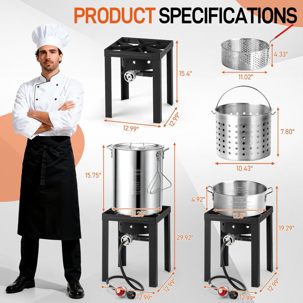 Ktaxon Propane Outdoor Fryer Fish Frying / Boiling Turkey Fryer Pot,55000BTU,30QT,10QT
