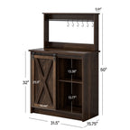 Catrimown Farmhouse Coffee Bar Cabinet, Sideboard Buffet Cabinet with Storage and Shelf, Dark Oak