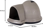 Petmate Indigo All-Weather Portable Medium Plastic Outdoor Igloo Dog House, 37.5"L For Dogs 20 to 50 lb, Taupe & Black