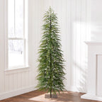 DR.Planzen 6' Green Cypress Artificial Christmas Tree, Pencil Xmas Tree with Foldable Metal Stand, Easy Assembly Indoor Large Room Holiday Decor