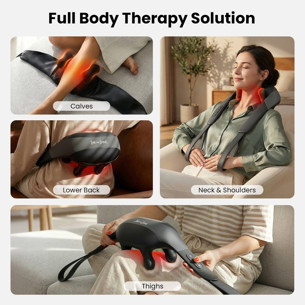 Bob and Brad Cordless 4D Shiatsu Neck Massager with Heat, 190 Min Battery, Lightweight 2.4 lbs