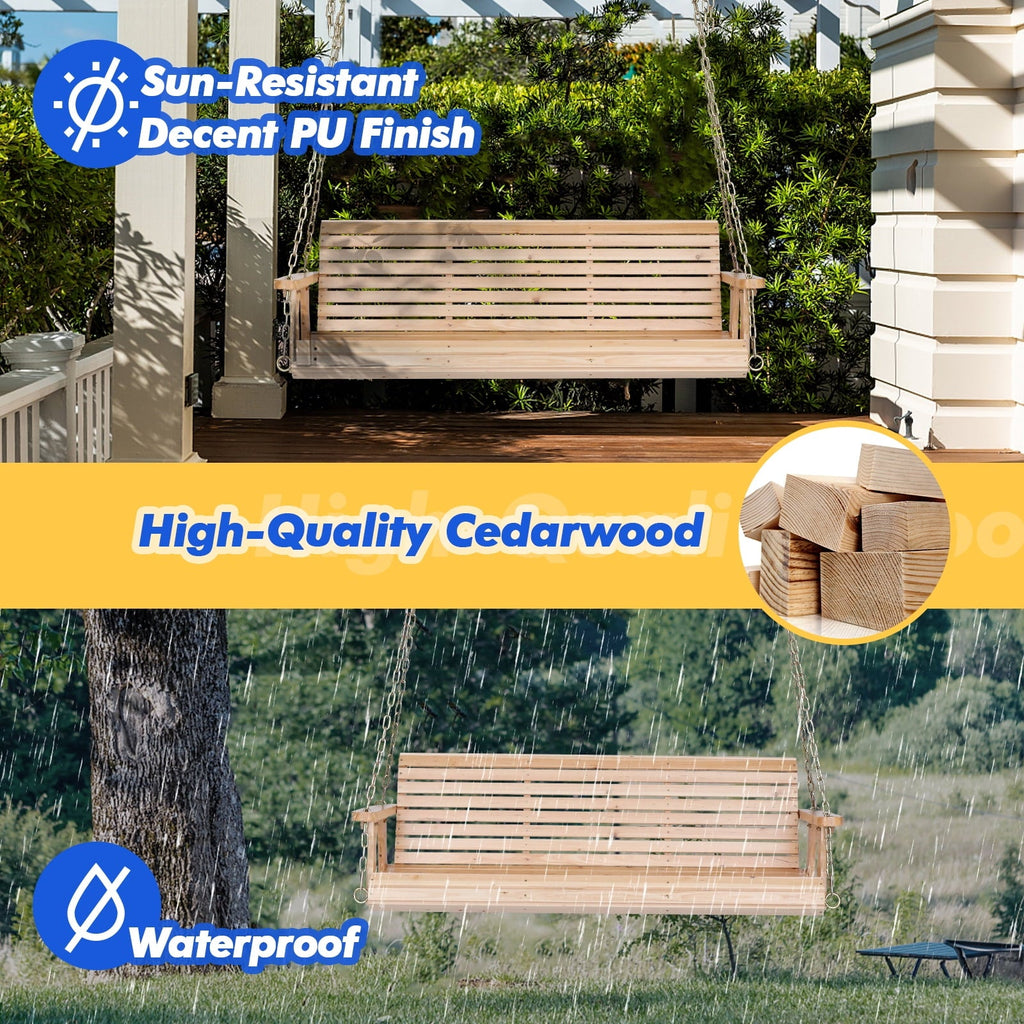 Ktaxon 5FT Patio Porch Swing, Heavy Duty 880lbs Capacity Wooden Bench with Hanging Chains