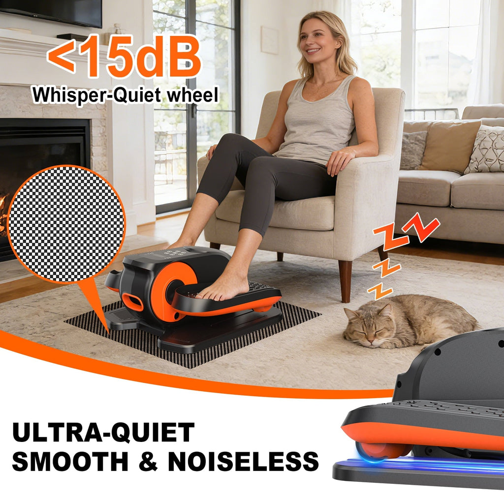 Funslim Under Desk Elliptical Exercise Machine,Leg Exerciser While Sitting, Quiet Portable Electric Seated Pedal Exerciser,Fully Assembled with
